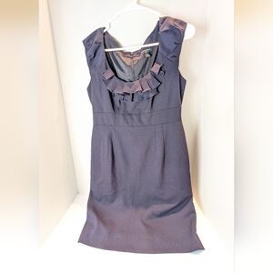 Banana Republic Elegant Navy Blue Sleeveless Dress With Ruffle Neck